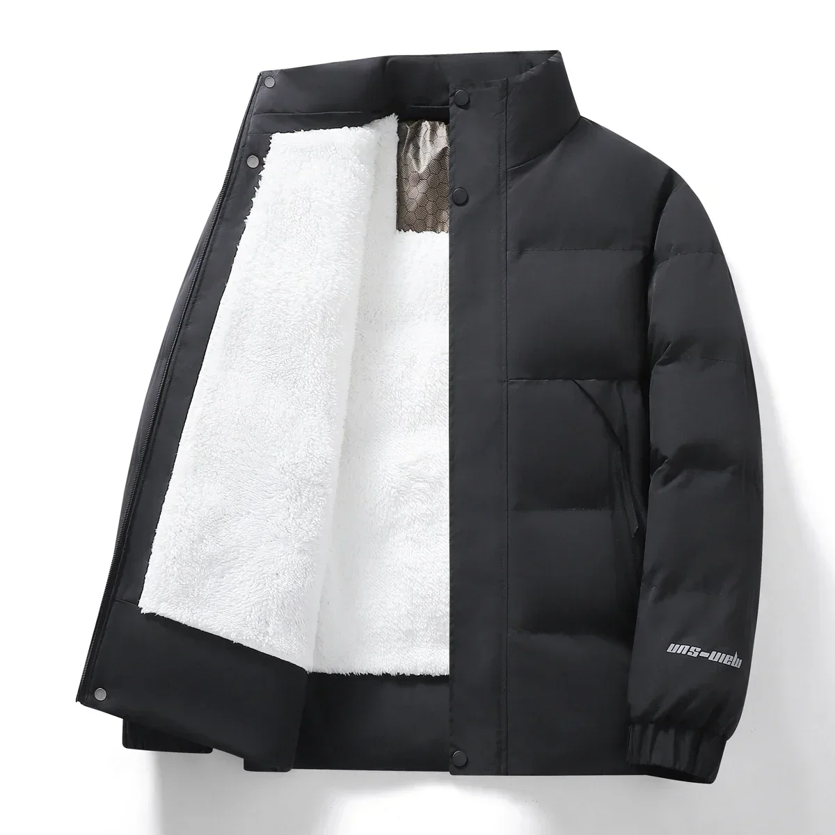 Jaqueta grossa de lã masculina, parka de lã quente, casacos acolchoados de algodão, gola, parkas de pelúcia, jaquetas masculinas, inverno