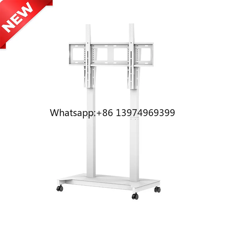 White Black Mobile TV Cart with Wheels for 65 100 Inch LCD TV Stand Tv Lift Mechanism Motorized