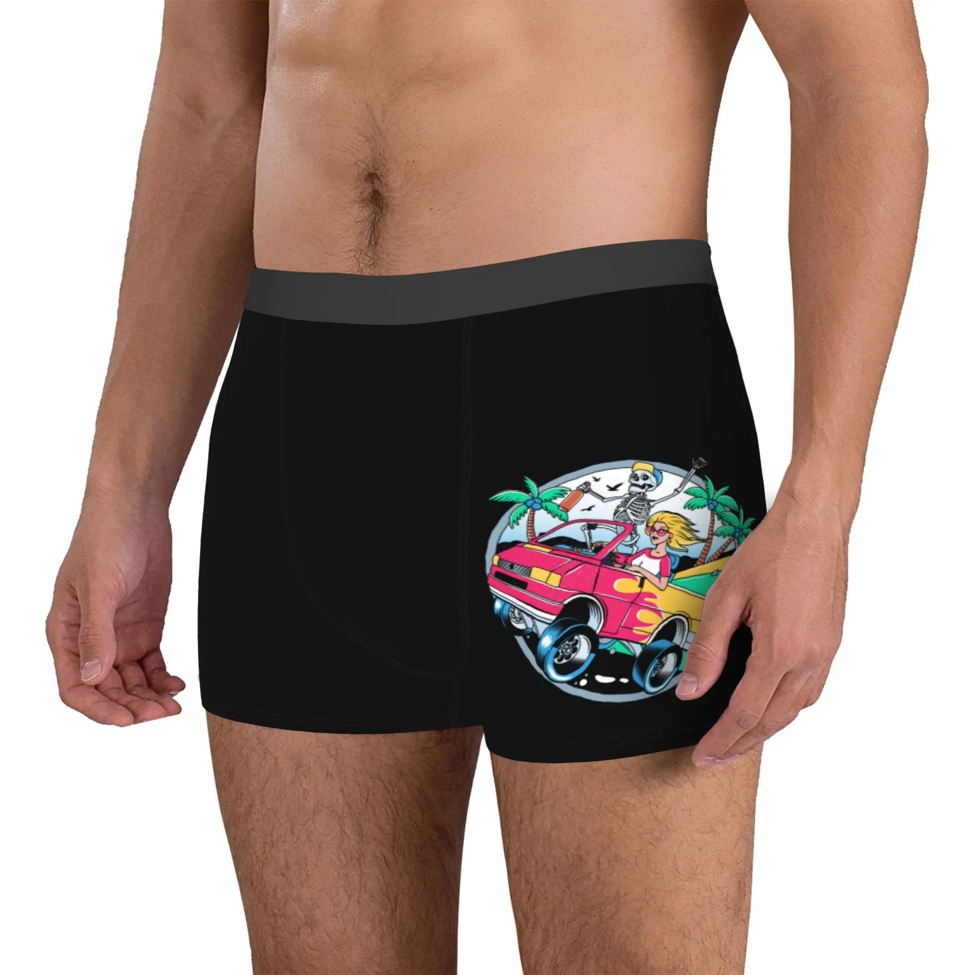 Customized Male Funny Summer Surf Rider Skull Surfing Underwear  Boxer Briefs Breathable Shorts Panties Underpants