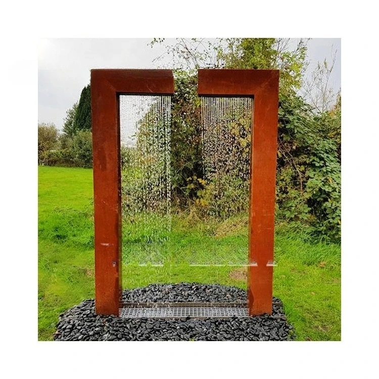 

Garden Waterfall Fountain Thin Linear Rain Curtain Falling Water Steel Rain Curtain Fountain