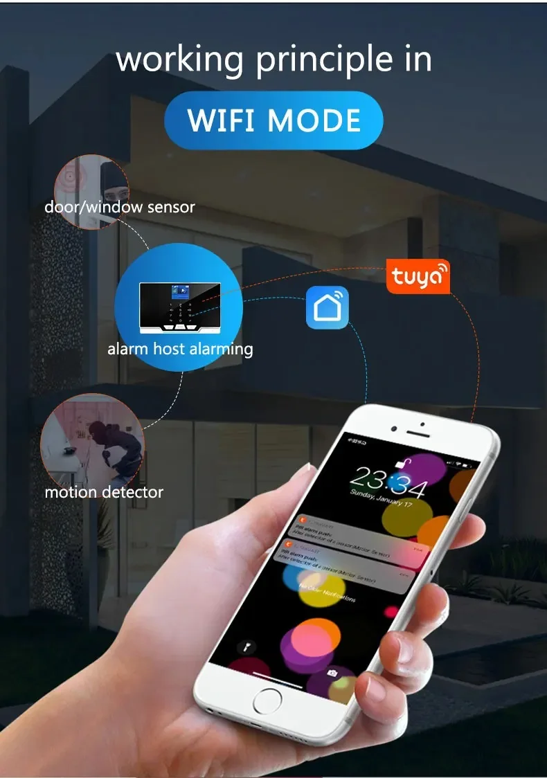 Imagem -03 - Smart Home Gsm Security Alarm Kit Tuya Casa Inteligente Wi-fi sem Fio Suporte Alexa Garagem Loja