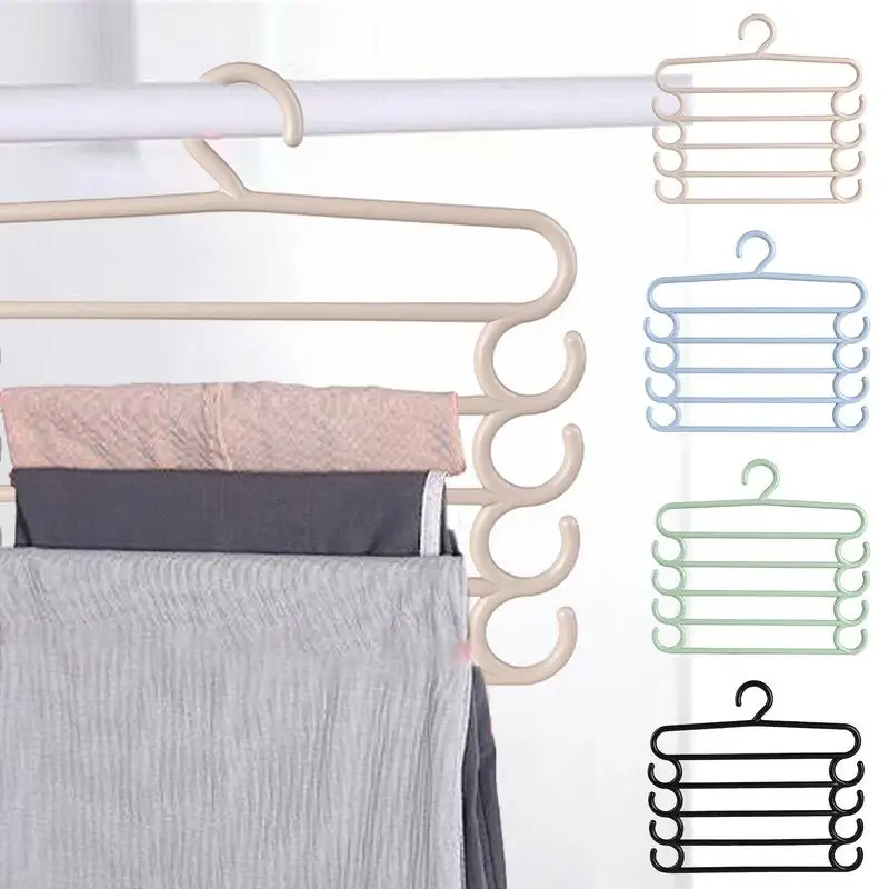 Pants Hangers 5 Tier Closet Organizer for Space Saving Scarf Jeans and Legging Organizer Closet Organizers and Storage for Dorm