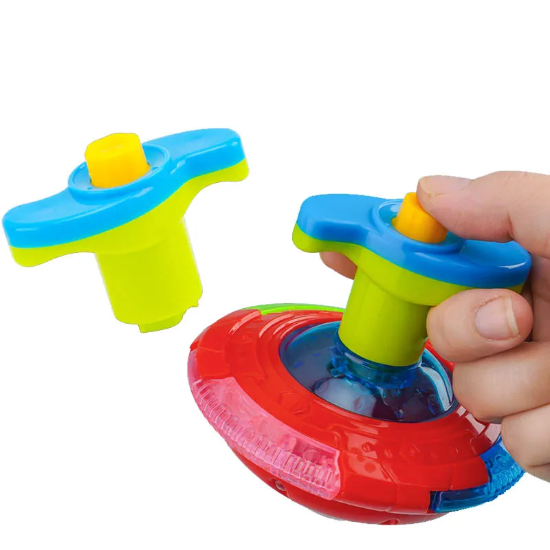 UFO Knipperende Vleugel Tol Kids Gyro Light Up Toy Kids LED Muziek Gyroscoop Launcher Roterend Speelgoed Leuke Verjaardagsfeestje Gunsten
