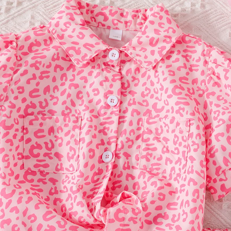 Summer Baby Girl Outfits Set Children Clothes Korean Fashion Print Short Sleeve Cotton Tops+Skirt Boutique Kids Clothing BC1451