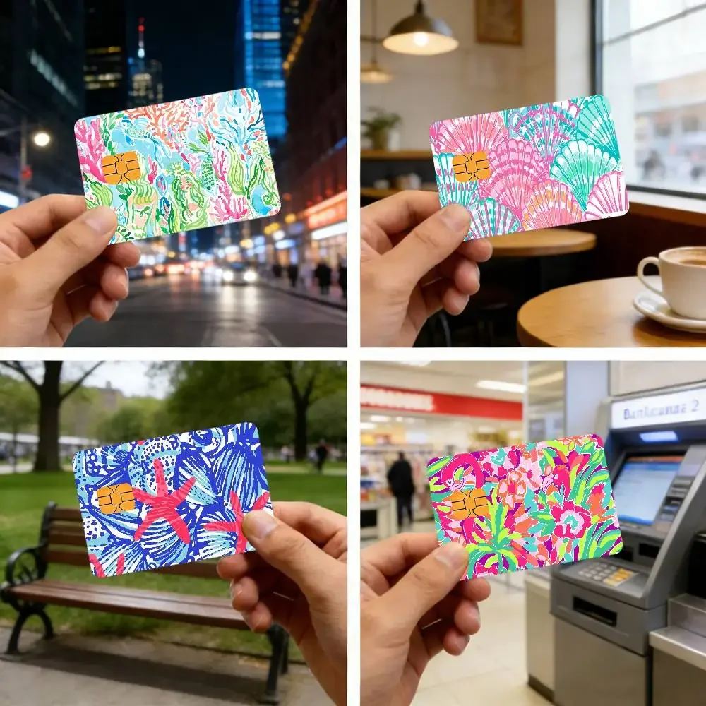 Fashion L-Lilly Pulitzer Cool Waterproof Skin Protector Stickers For Bank Cards Credit Cards Debit Cards Public Transport Cards