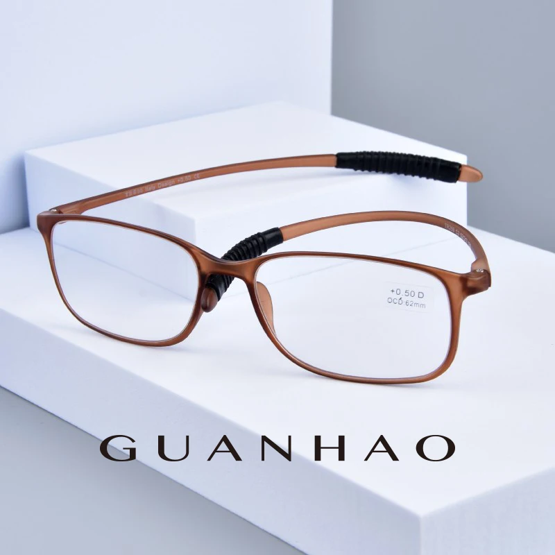 

Guanhao TR90 Frame Resin Lens Clear Glasses Man Women Ultra-light Plastic Frame Slim Reading Glasses Foldable 1.0 1.5 2.0 2.5