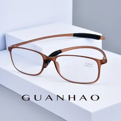 Guanhao TR90 Frame Resin Lens Clear Glasses Man Women Ultra-light Plastic Frame Slim Reading Glasses Foldable 1.0 1.5 2.0 2.5