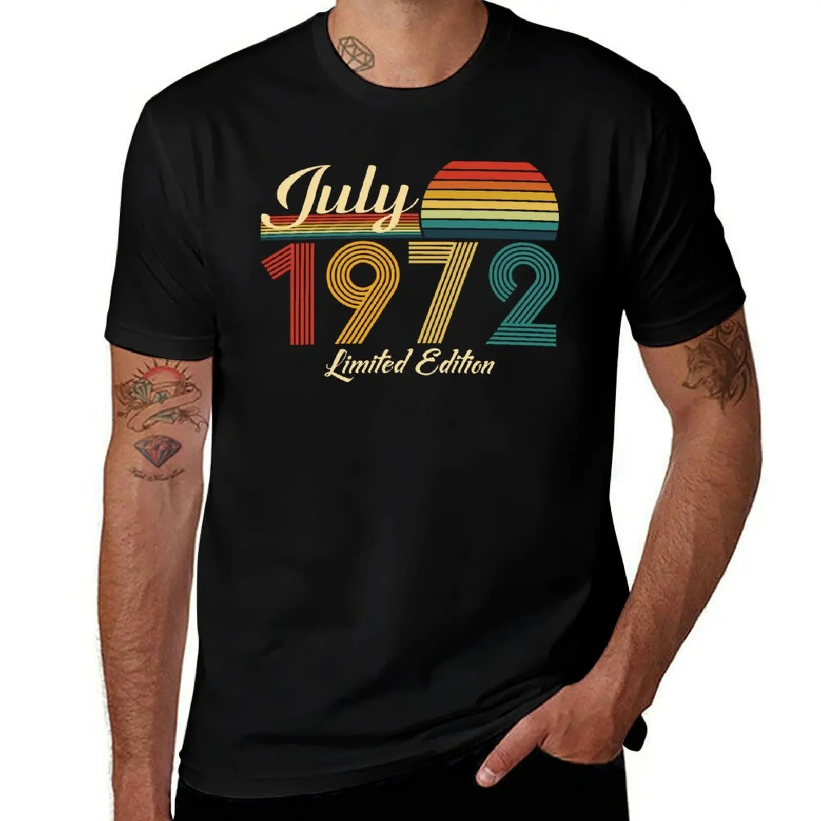 

July 1972 Years Of Being Awesome Limited Edition Since Old Vintage Tees T-Shirt Fashion Letter Print T-Shirt