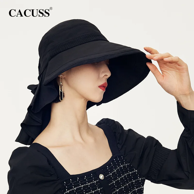 Outdoor Travel In Spring and Summer with Long Brim To Cover The Face, Female Fisherman's Hat, Large Head Circumference Sun Visor