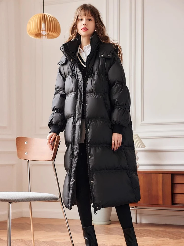 OLrain الشتاء ميدي مقنعين أسفل معاطف للمرأة الصلبة طويلة الأكمام أسفل السترات أنيقة تخفيف الملابس النسائية الدافئة O21DY59239