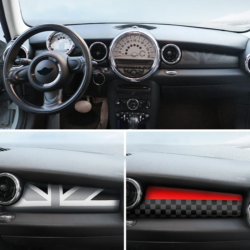 Autó Műszerfal Matrica bőrből matrica számára Mali Bodnár R56 R55 R54 R57 R58 R59 autó accessor hajformázó egyetlen Bal handdrive