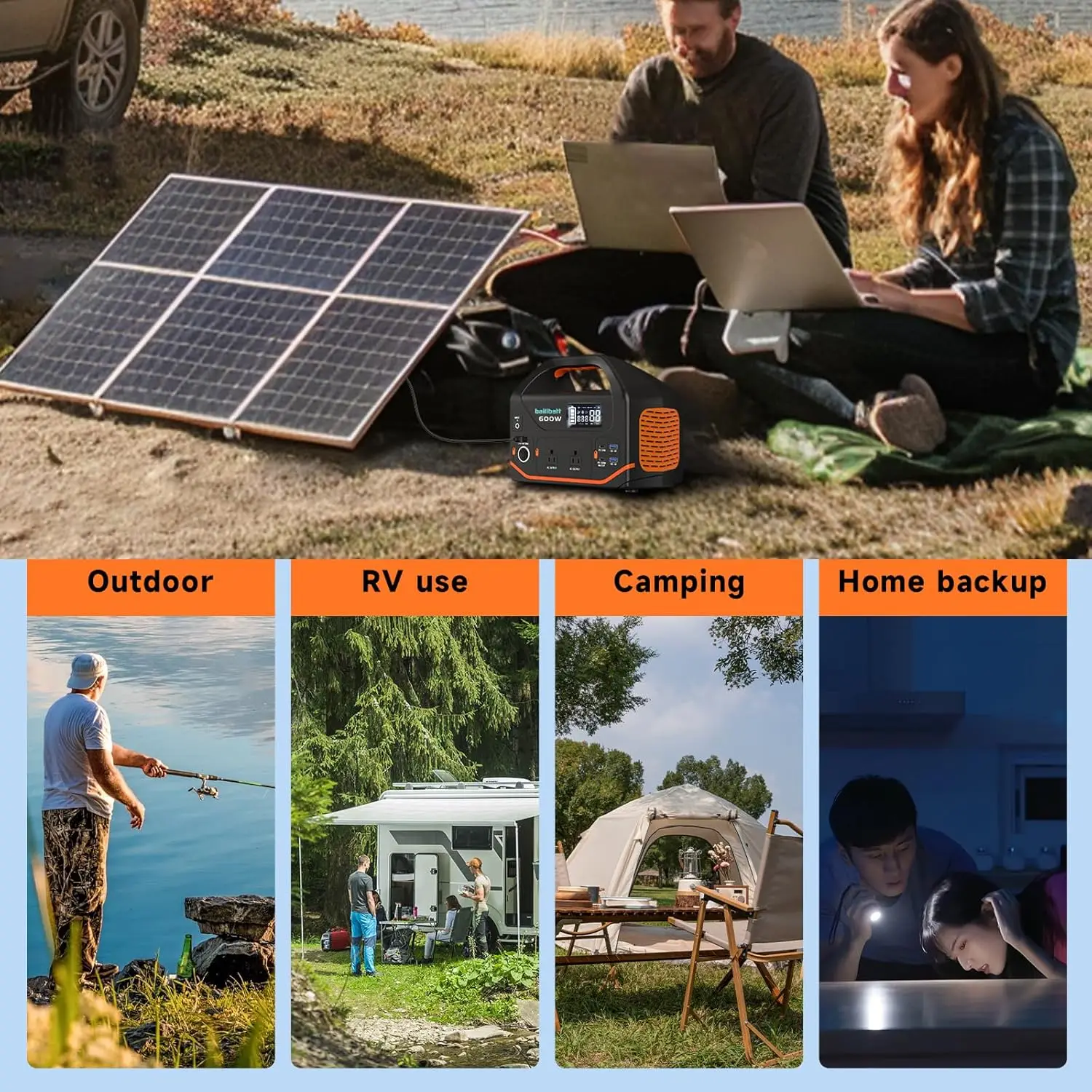 Portable Power Station 600W 293Wh Camping Lithium Battery, Portable Generator for Home Use Emergency Power Station Backup