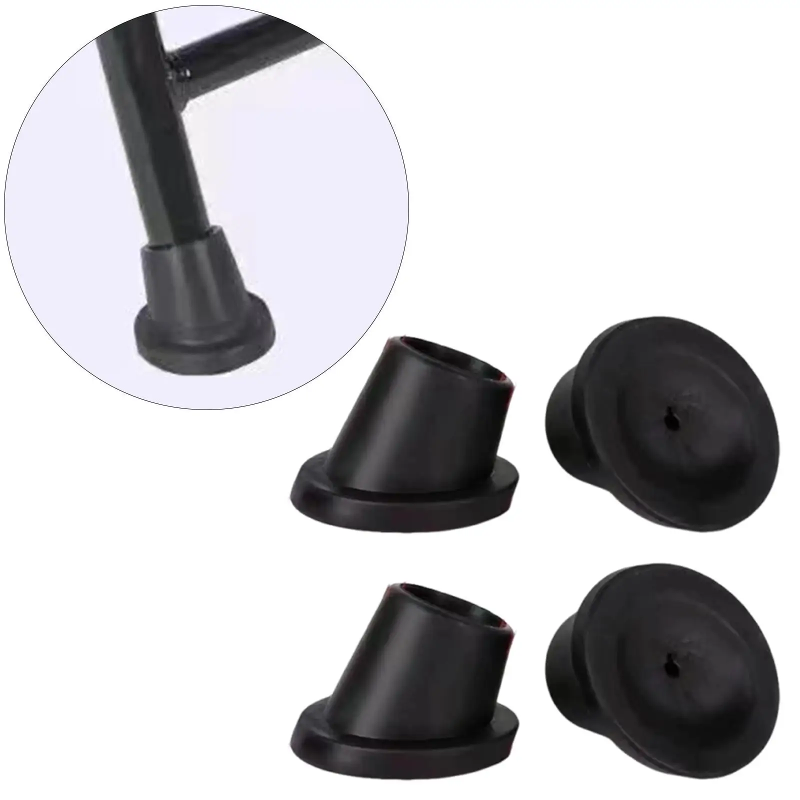 2/4Pcs ID 25mm 28mm Black Plastic Foot Mat Shower Stools Convenient Slope Rubber Feet Pads Chair Leg Caps Furniture Accessories