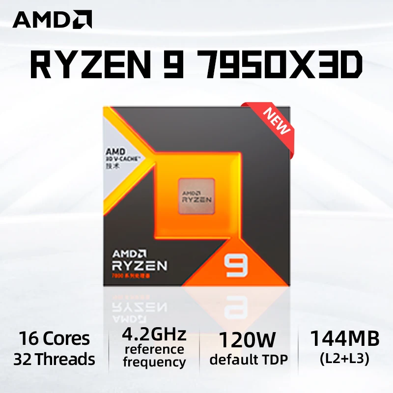 

New！AMD Ryzen 9 7950X3D R9 7950X3D 4.2 GHz 16-Core 32-Thread CPU Processor 5NM 128M 100-100000908 Socket AM5 Sealed Without fan