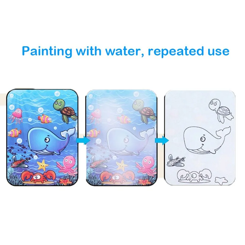 1pc Reusable Kids Magic Water Drawing Books Coloring Books for Boys And Girls Gift Animal Cartoon Montessori Diy Painting book