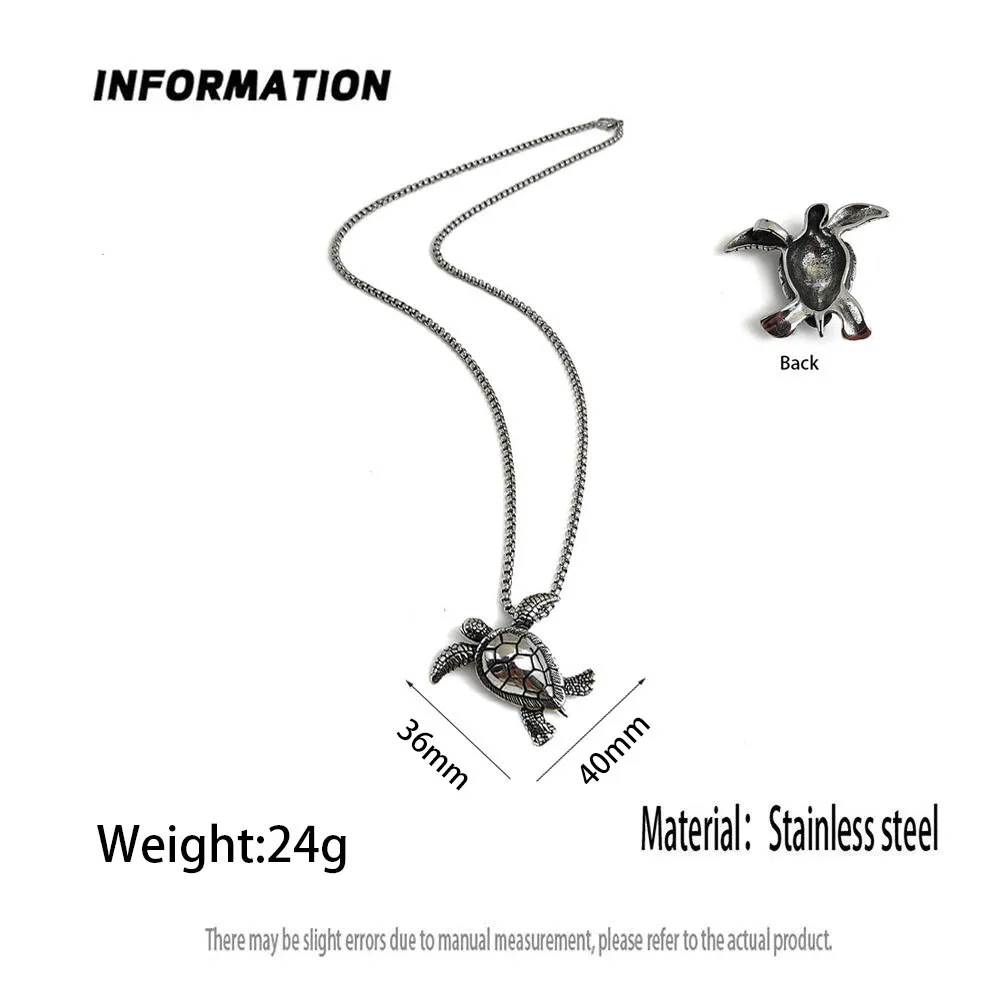 Retro cast animal turtle stainless steel necklace, waterproof and non-fading blackening process, bulk sales pendant