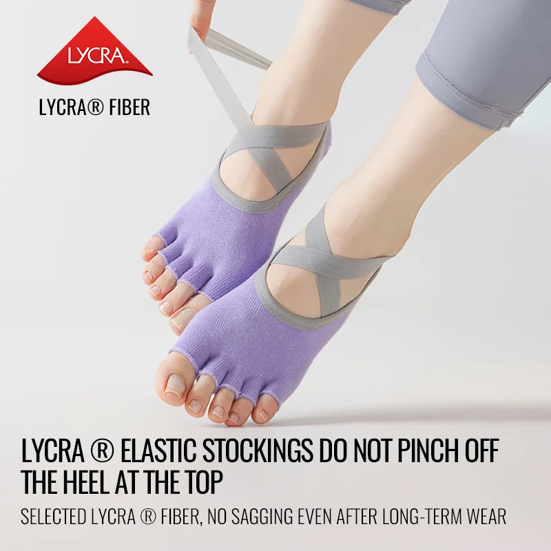 미오우 파이브 핑거 양말 여성용 발가락 없는 필라테스 양말 미끄럼 방지 그립 요가 양말 실내 피트니스 바레 댄스 발목 양말 스플릿 토 양말