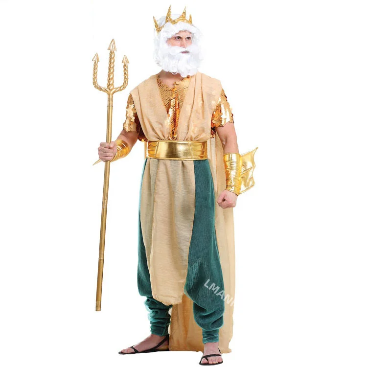 COSPLAY Występ na scenie Posejdon Dorosły Luksusowy Bóg Morza Demon Morza Smok Król Mityczna postać Zeus przebrany w ubrania