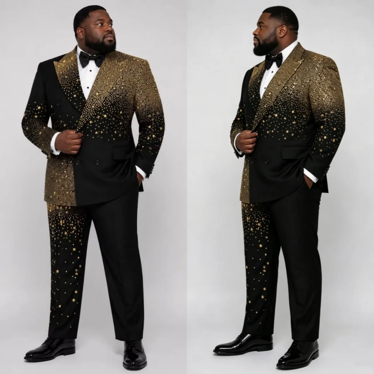 Slim Fit Wedding Tuxedos Bright 2 Piece Set Jacket Pants Men Suit Plus Size Double Breasted Evening Business Blazer Customized