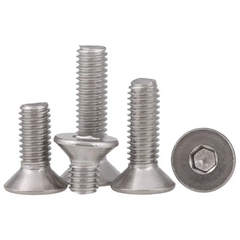 Best1 2pcs M6 flat head screw countersunk heads Hexagon bolt 304 stainless steel flats cup screws 40mm-100mm Length