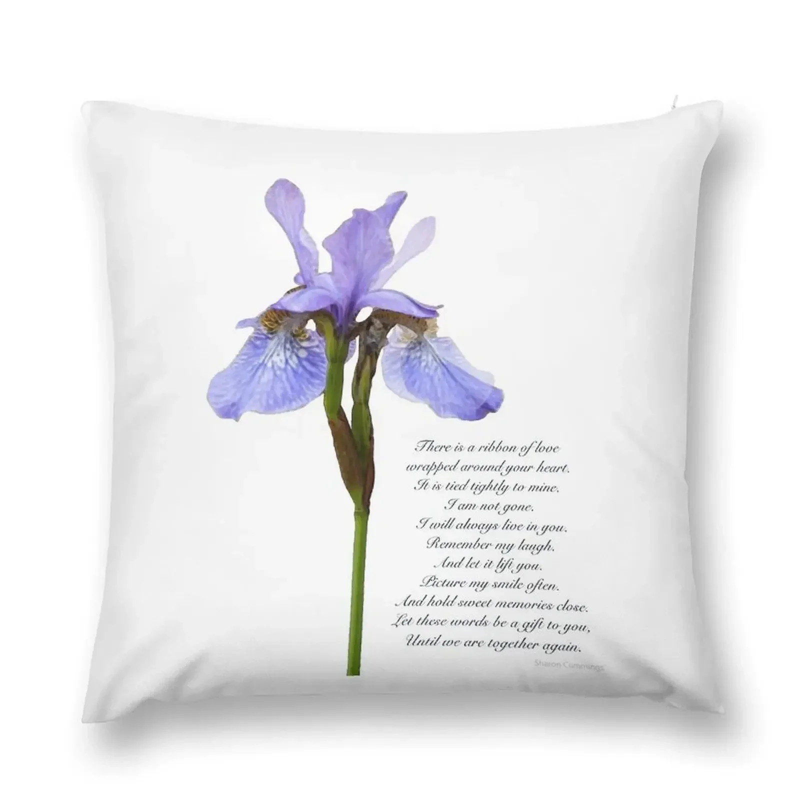 Iris Flower Art With Sympathy And Grief Poem Throw Pillow Custom Cushion Sofa Cushion Cover autumn pillowcase pillow