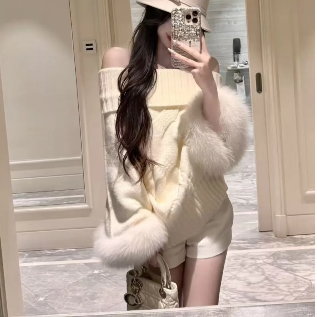 Elegancki damski sweter z dzianiny z wysokim kołnierzem, luźny, puszysty, z efektem skręcania, w stylu koreańskim, prosty, modny, swobodny, na jesień i zimę.