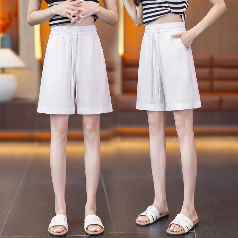 

Women's Linen Shorts Summer Thin Elastic Waist Slimming Versatile Casual Shorts