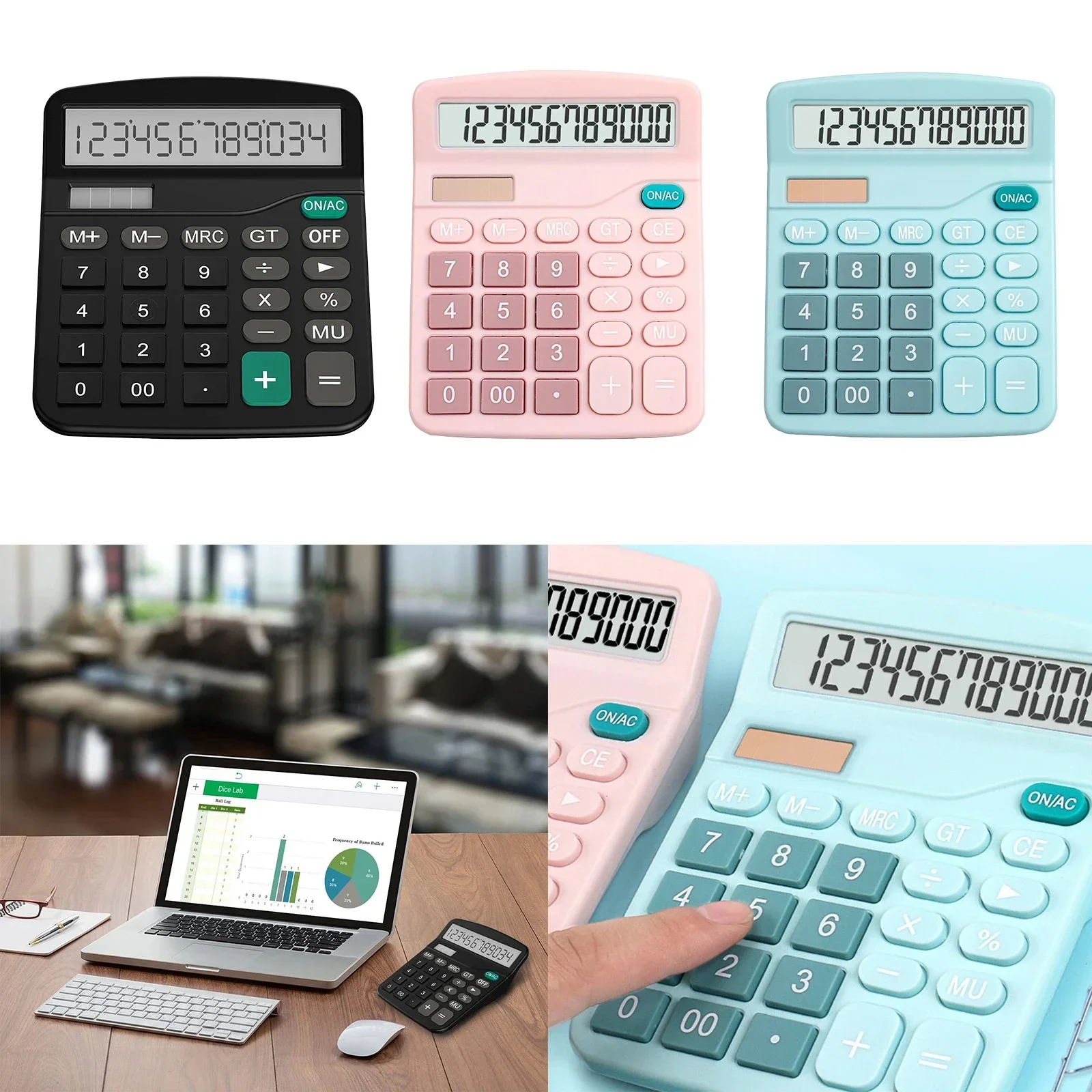 Calculadora Electrónica de 12 Dígitos, Calculadora Solar, Calculadora de Doble Fuente de Alimentación para el Hogar, Oficina, Escuela, Herramientas Financieras y de Contabilidad