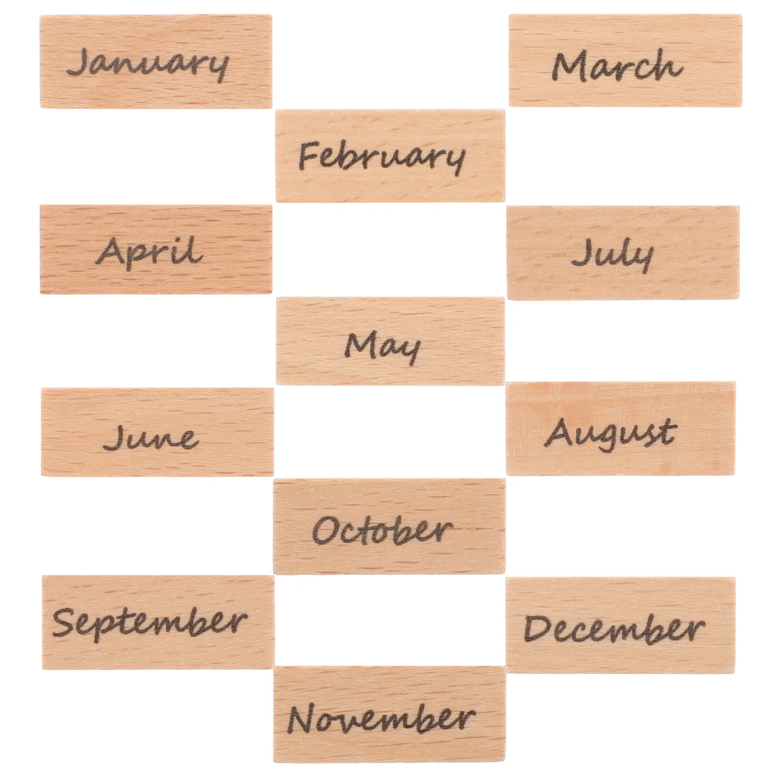 Digital Calendar Wooden Stamp Set 12 Months Stamps DIY Craft Planner Monthly Man