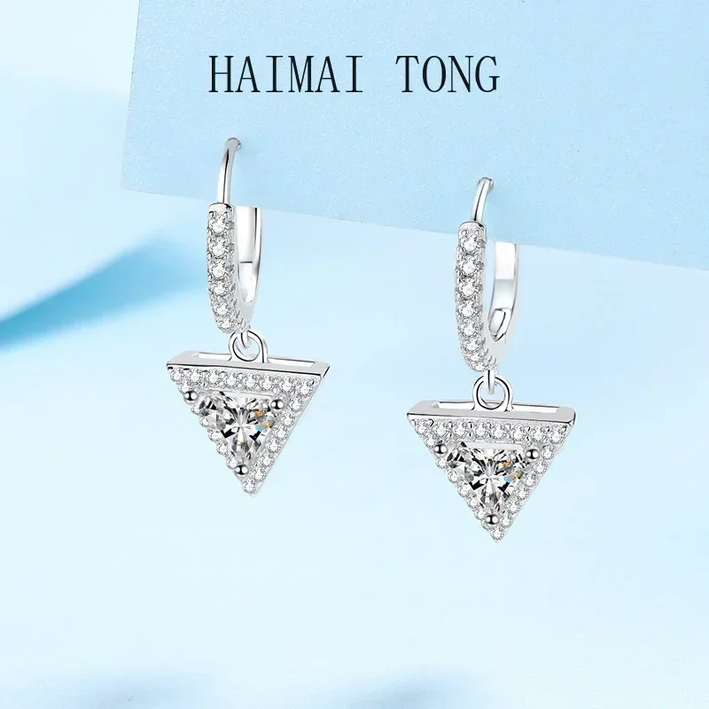 

Классические платиновые серьги-подвески PT950 с треугольными элементами, блестящими бриллиантами и муассанитом 0.5 карата для повседневного ношения, изысканные ювелирные украшения, дизайнерский подарок для женщин