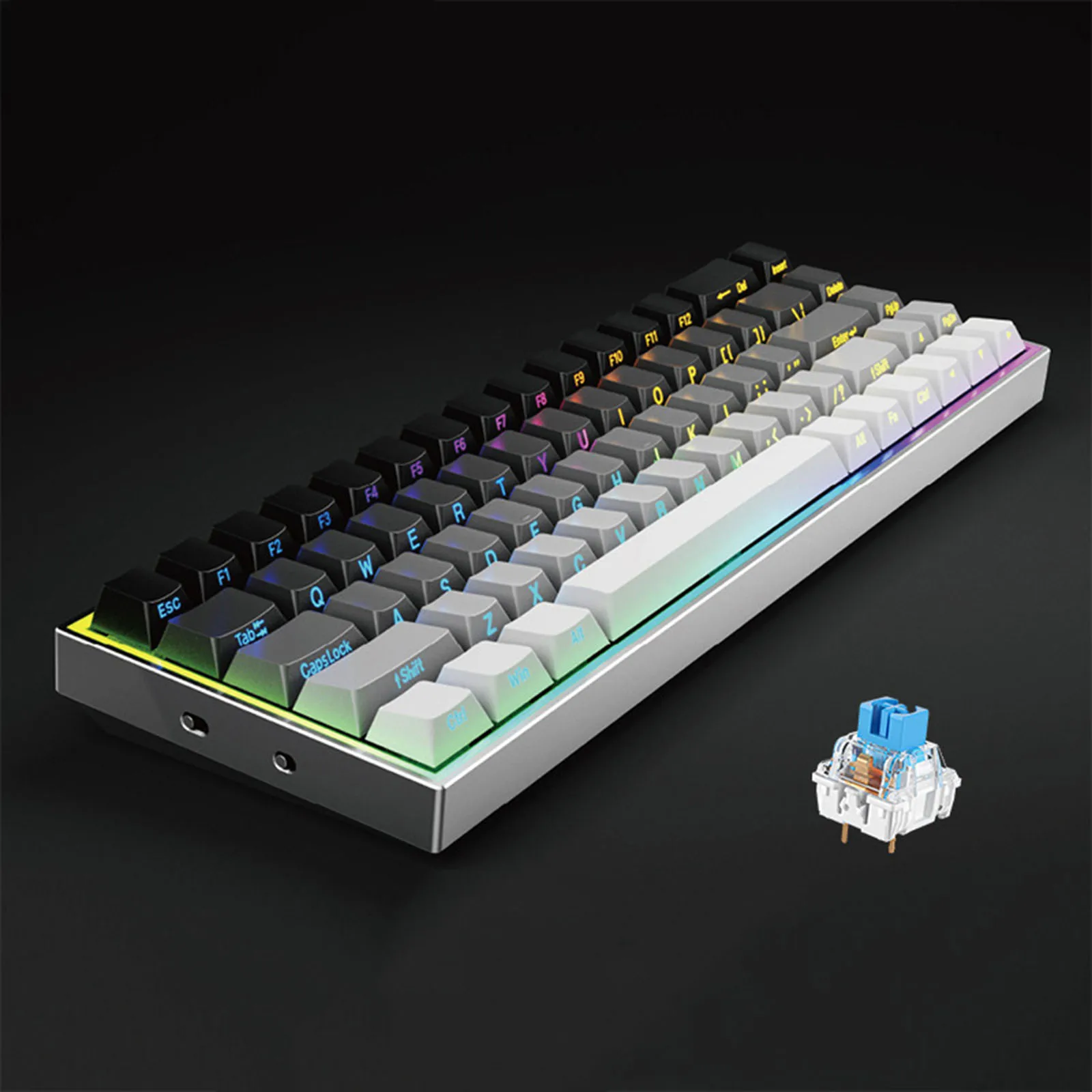 68-Key Hot Swappable Mechanical Keyboard with Blue Linear Switches, PBT Keycaps, RGB Backlit, Type-C Wired Compact Gaming