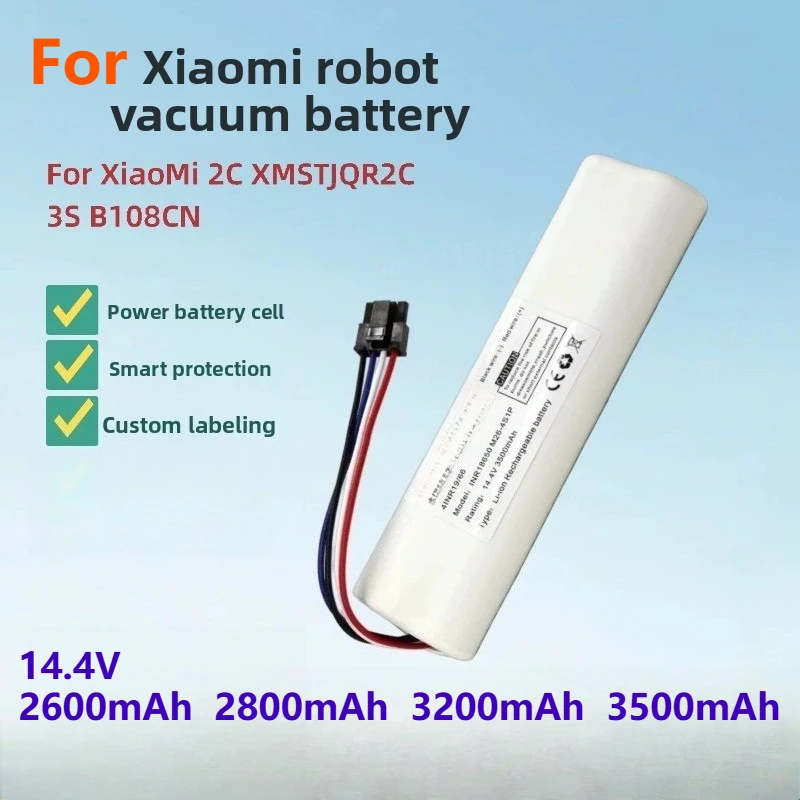 New Upgrade Version For Xiaomi Robot Vacuum Battery 2C XMSTJQR2C 3S B108CN 14.4V 2600mAh 2800mAh 3200mAh 3500mAh Lithium Battery