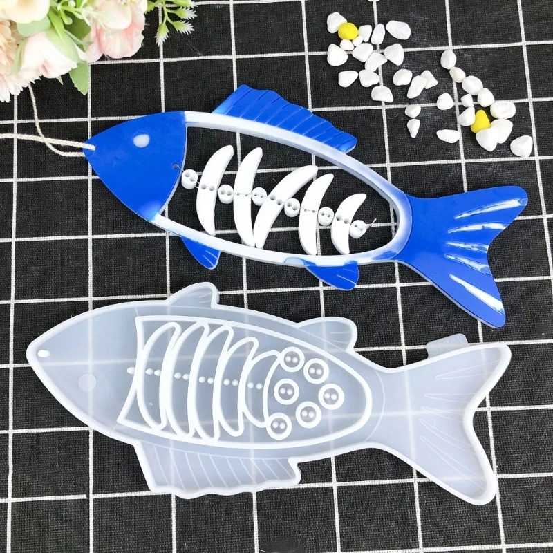 2023 New Silicone Fishbone Pendant Mold Jewelry Crafting Tool Epoxy Resin Moulds Suitable for Jewelry Creation Pendant Making