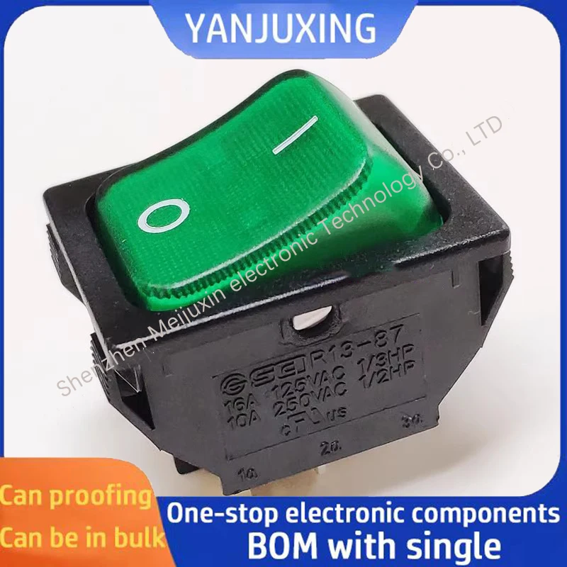 1~5PCS/LOT  Four-pin two-speed I/O boat switch with green light print opening 30*22 R13-87