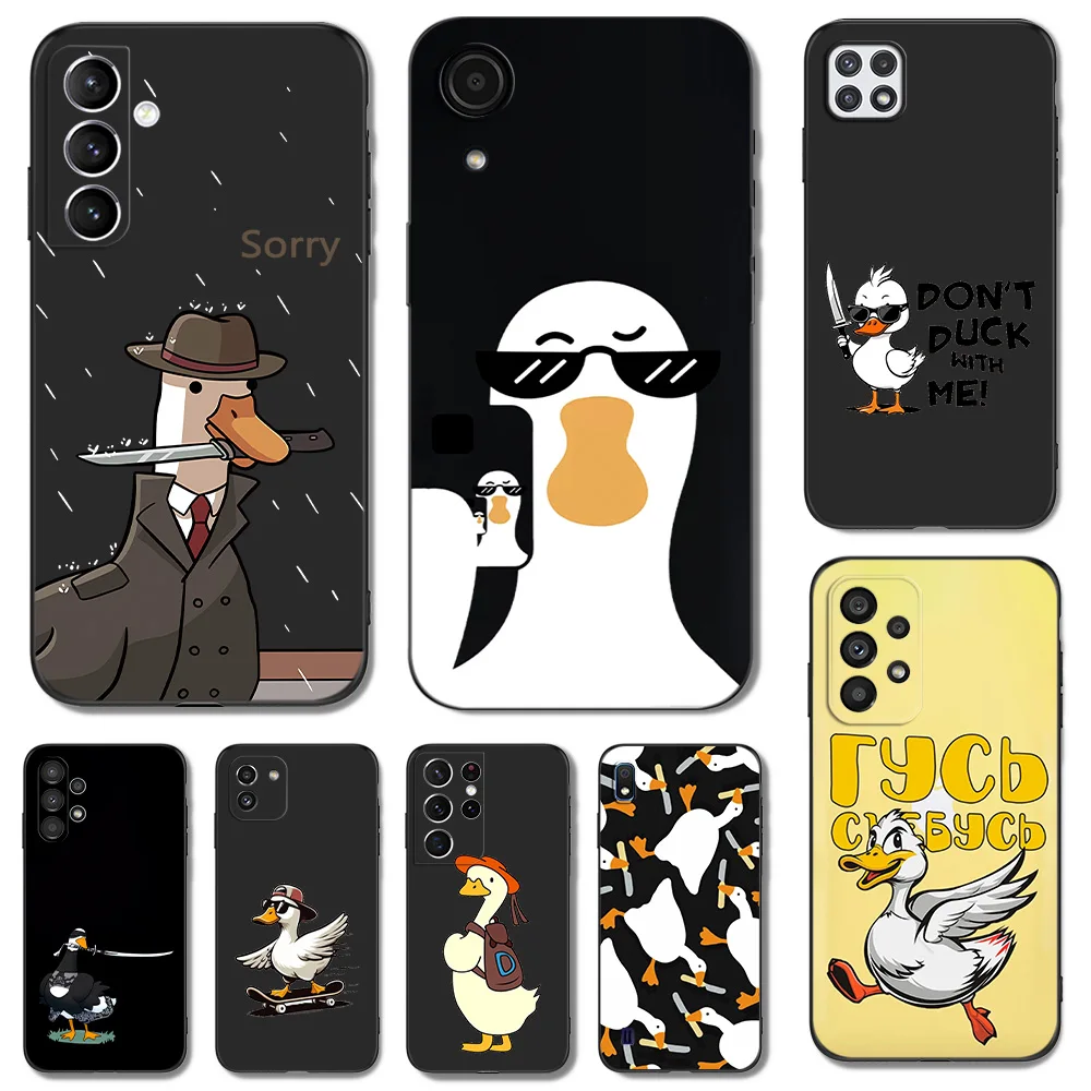 Black tpu Case For Samsung galaxy S24 S23 S22 S20 S21 FE PLUS ultra+S10 E lite cover Funny Duck