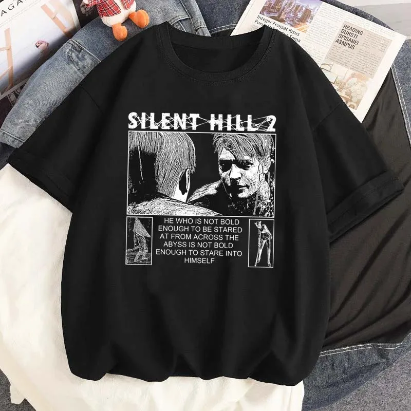 لعبة سايلنت هيل الجرافيك تي شيرت مطبوع موضة الرجال قصيرة الأكمام التي شيرت الصيف المرأة عادية س الرقبة الشارع الشهير تي شيرت بلايز