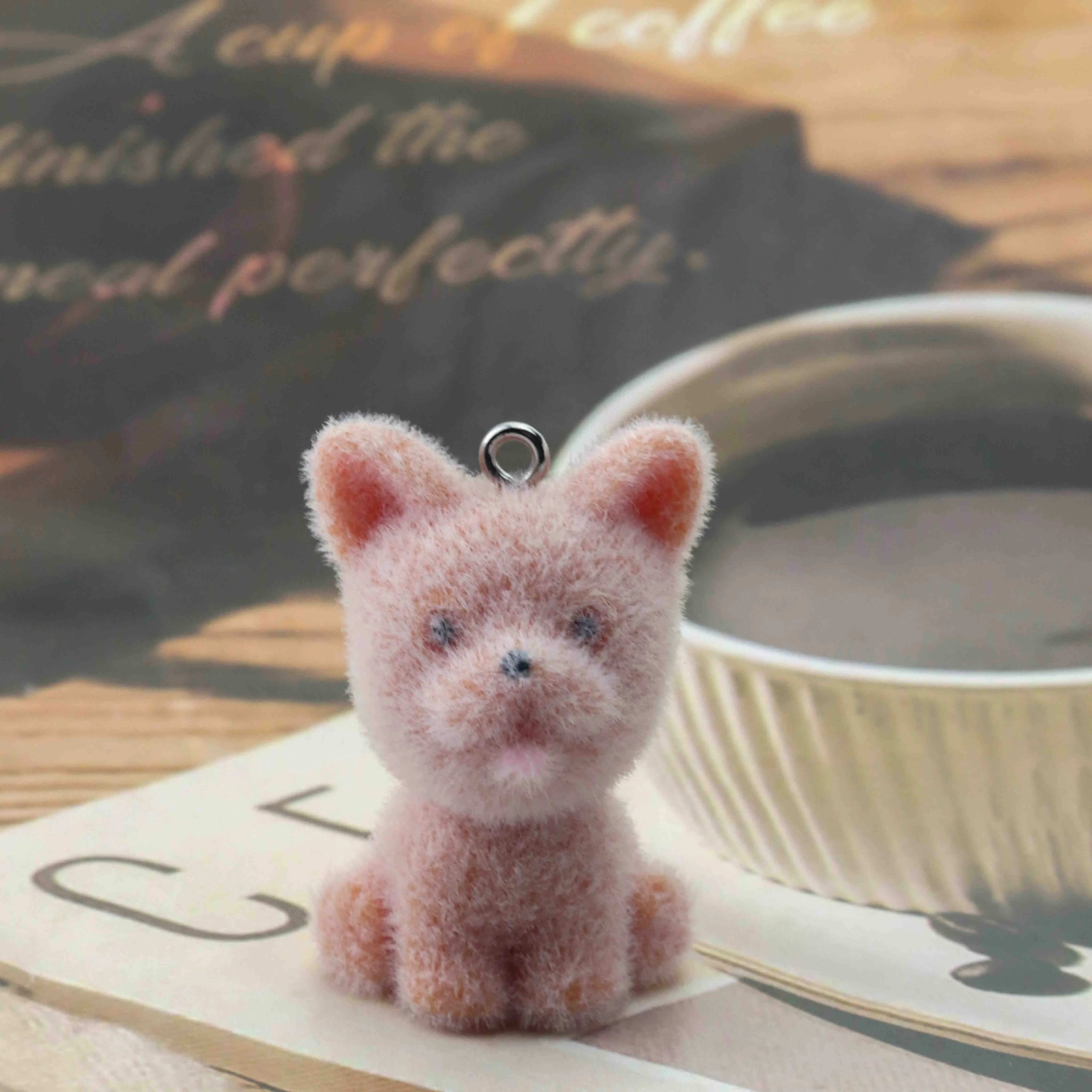 

20pcs Resin Flocking Simulation Pug Pendant For Decorating Keychains School Bags Mobile Phone Accessories