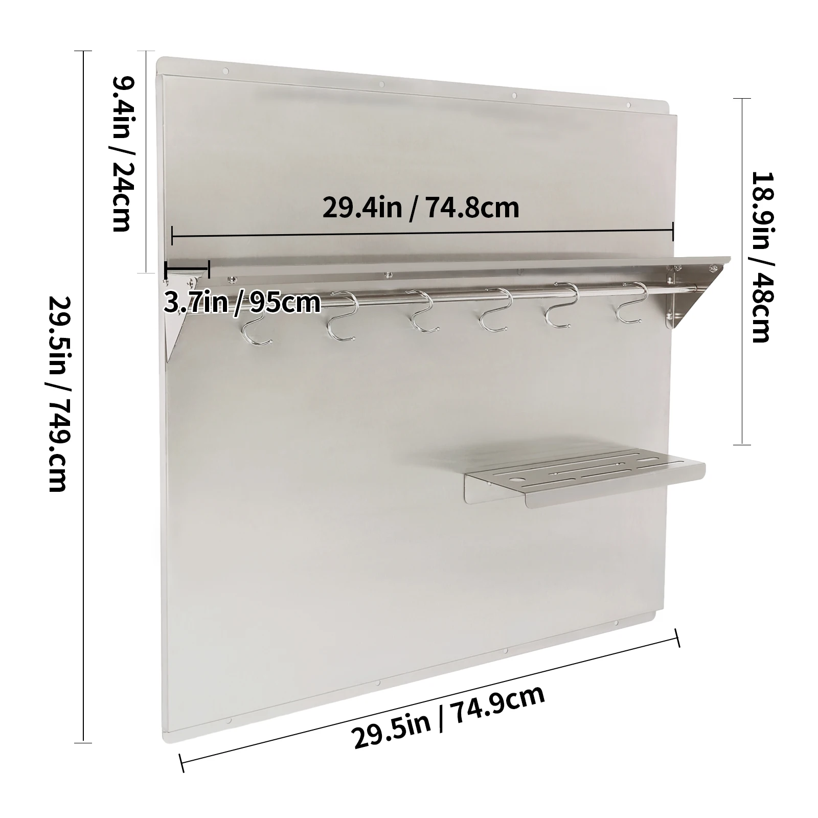 Oil Splash Guard Range Backsplash with Shelf Stainless Steel Splash Plate for Range Hood Heavy Duty Kitchen Counter Shelf Spice Rack 66.14lbs Load-bearing Capacity