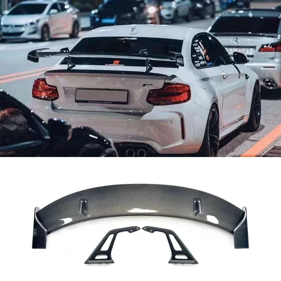 AD Style Carbon Fiber Rear Spoiler For BMW F87 F80 F82 M2 M3 M4  Swan Neck Wing Universal 