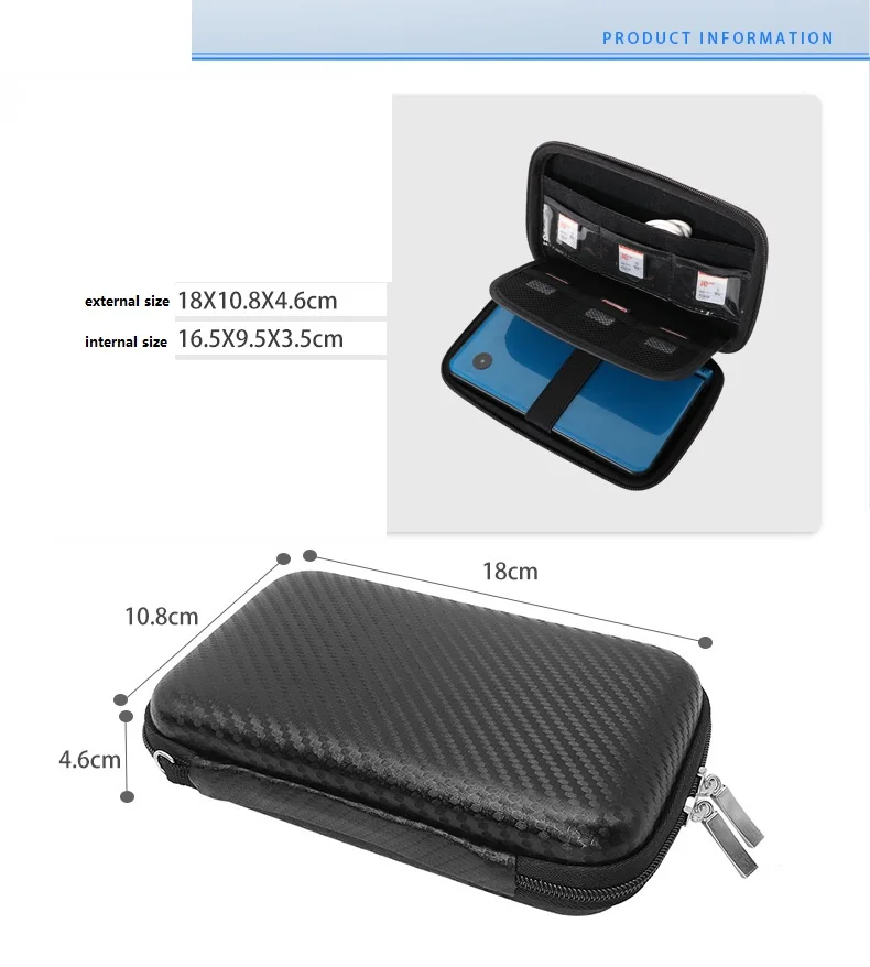 GHKJOK EVA 스토리지 가방 케이스 하드 드라이브, SSD,Nintendo New 3DS XL/ 3DS XL NEW 3DSXL/LL 용 보호 여행용 운반 케이스 커버