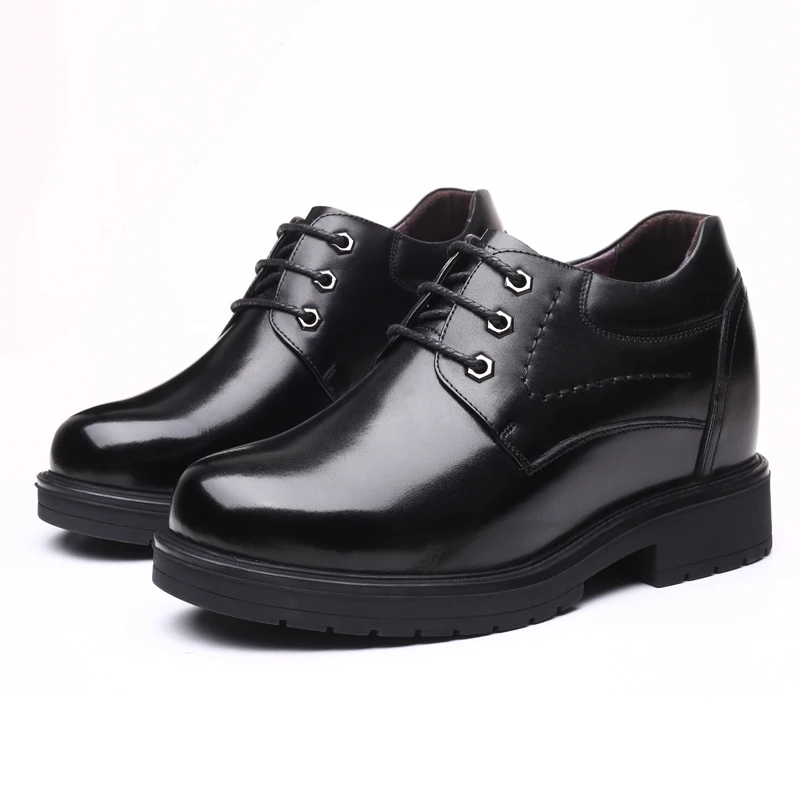 High-end Comfortable Derby Shoes for Men's Invisible Height Increased 10cm Genuine Leather Casual Thick Platform Elevator Shoes