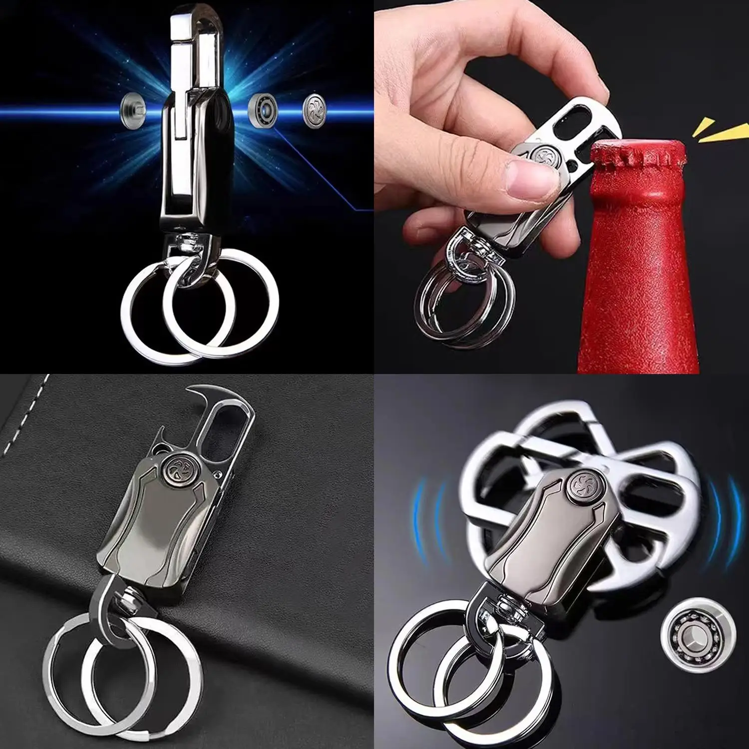 1PC Multifunctional Tool Keychain Metal Fashion Keyring Bottle Opener Mobile Phone Bracket Release Express Key Ring Pendant Gift
