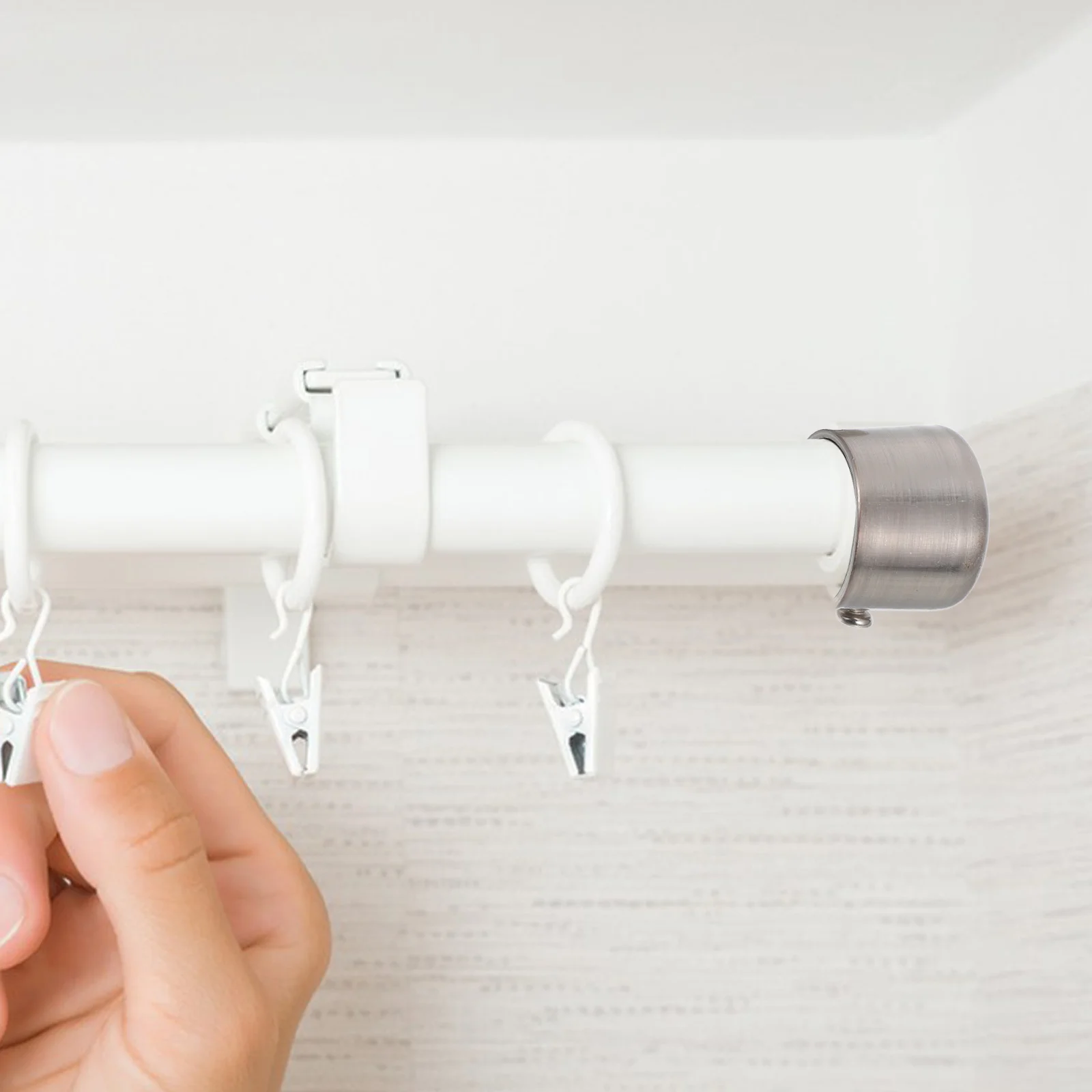 Didiseaon シルバー合金カーテンロッドエンド ドレープポールフィニアル 2個 エレガントな窓装飾装飾設置用