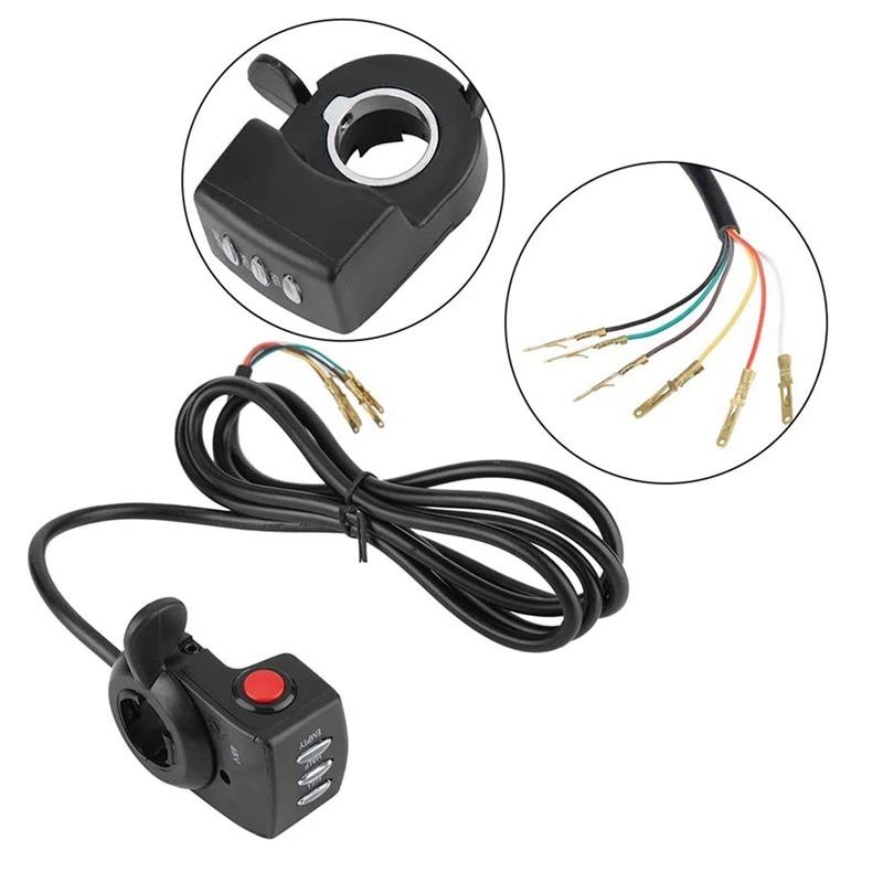 Thumb Throttle Twist Handlebar Accessories Electric Bicycle Accelerator Battery Level Display Headlight Switch