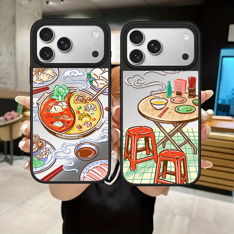 

Chinatown Chinese Culture Mirror Surface Magnetic Phone Case Cover for IPhone 12 13 14 15 16 17 Pro Max Case for IPhone 17 Air