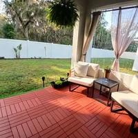 44-Piece Interlocking Plastic Outdoor Flooring, Suitable for Courtyard Floors, Outdoor Patios, Walkways, and Decking. Waterproof and Easy to Install, Made of Durable PP Material, Ideal for Use around Swimming Pools, Gardens, and Other Outdoor Areas. 6