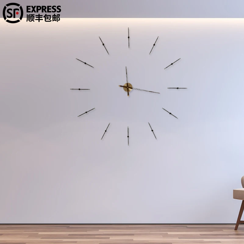 

Living room wall clock simple modern atmosphere decorative quartz watch Internet celebrity free punching home art creative silen