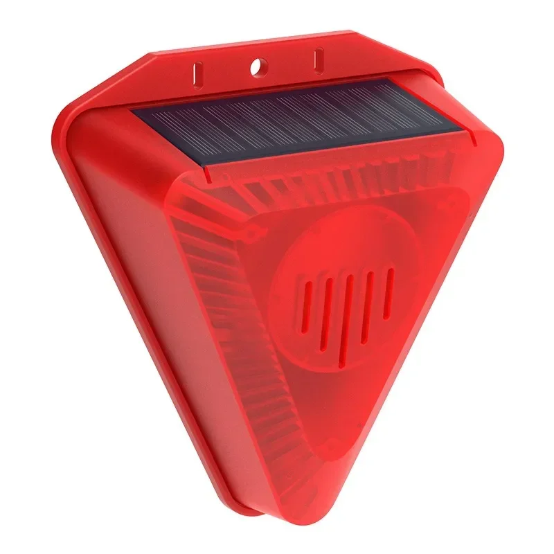 Alarma Solar LED para exteriores, luz estroboscópica de advertencia intermitente de 129 decibelios, sirena de seguridad con sonido para ladridos de perros para casa, Villa, granja y granero