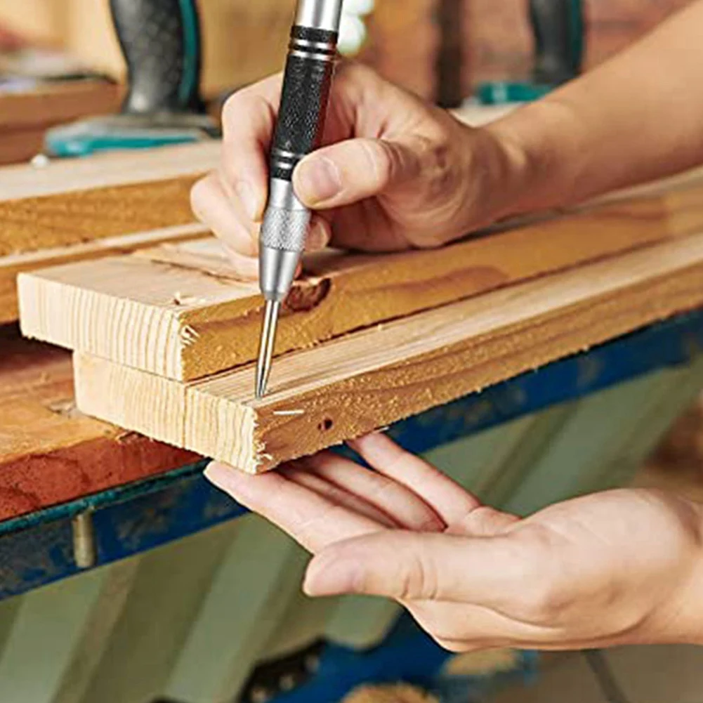 ABGH-1Set 128Mm Spring Loaded Center Punch Woodworking Tools With Adjustable Effect Stamp For Metal Or Wood