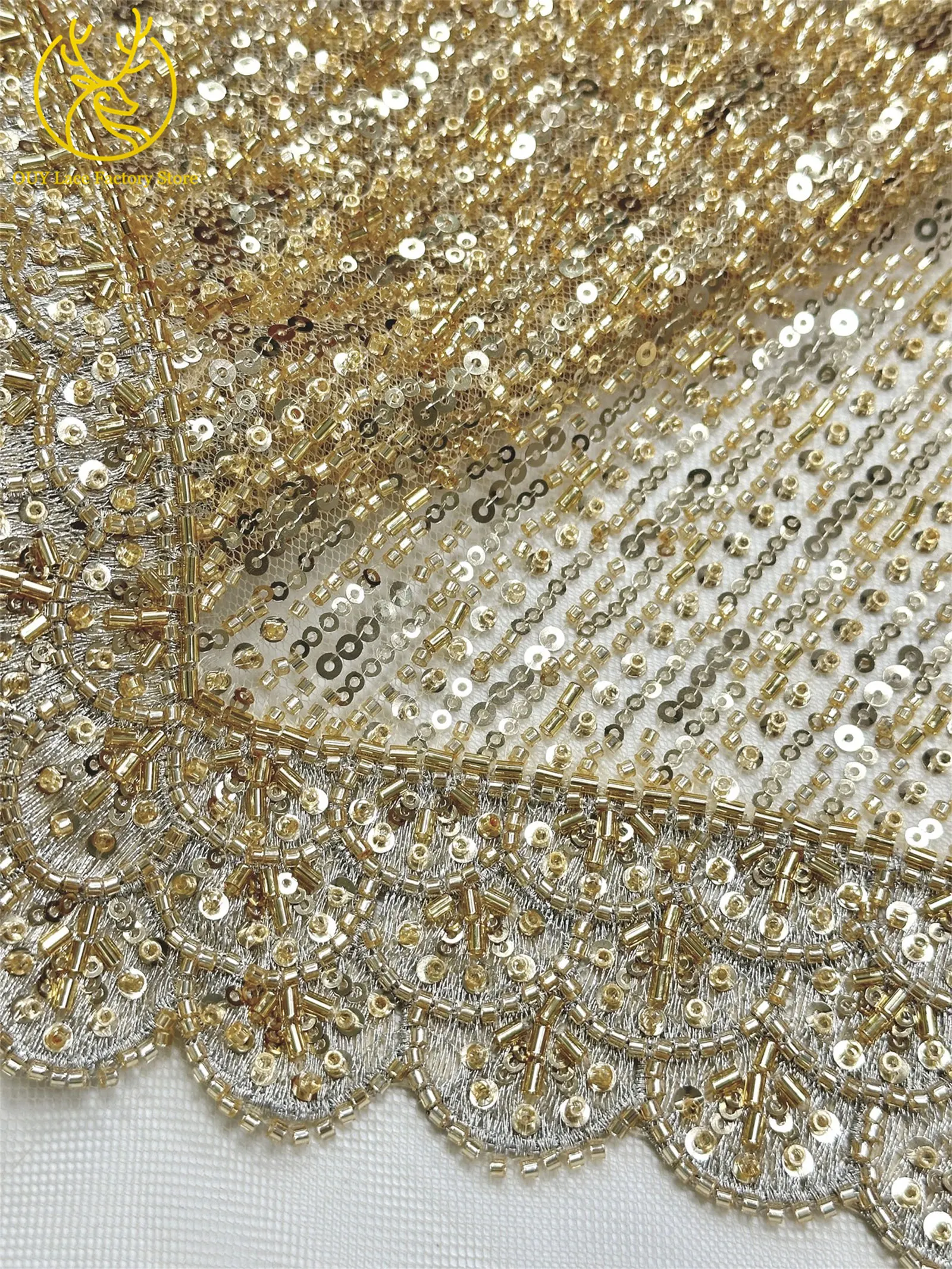 Weinroter 3D Luxus Dubai Stickerei-Spitzenstoff mit Perlen und Pailletten 2026 Afrikanischer Spitzenstoff für Damen Abendkleider und Partykleider zum Nähen – Detail 17
